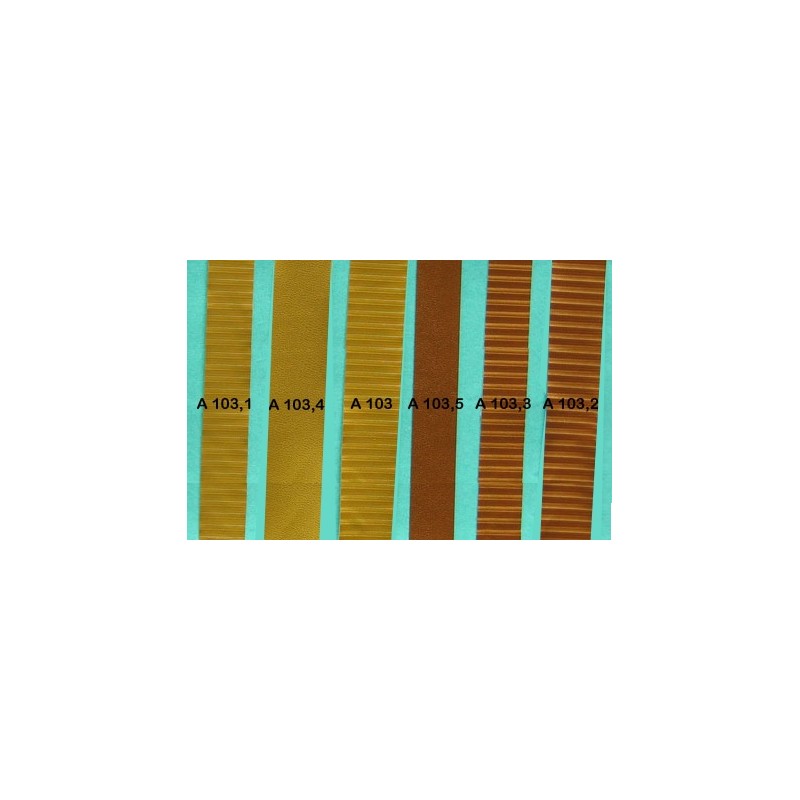A103.2 - Bandelette de soufflet Bronze strié 24mm (prix au mètre) A103.2 - Bandelette de soufflet Bronze strié 24mm (prix au mètre)